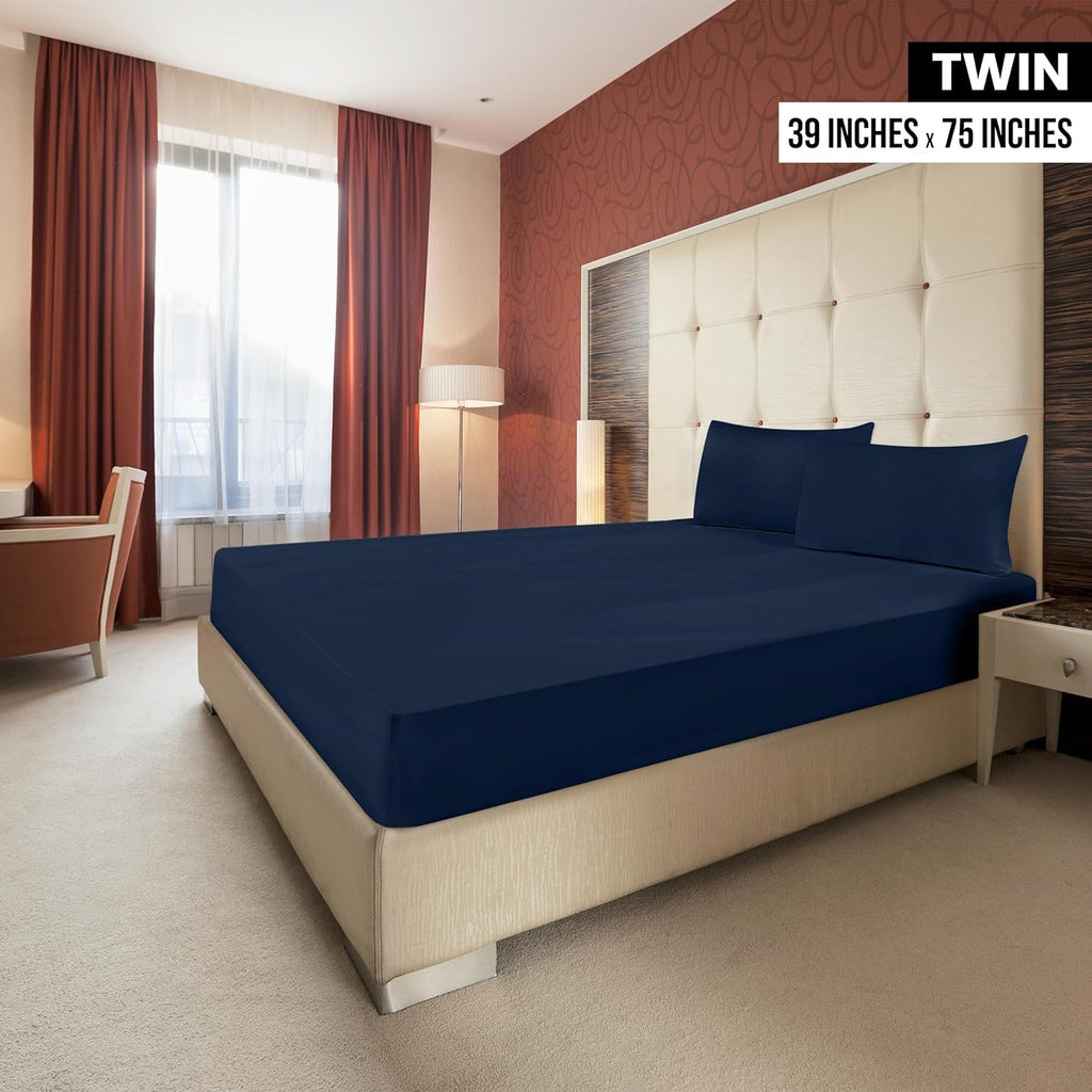 Utopia Bedding Twin Fitted Sheets - Soft Brushed Microfiber - Deep Pockets, Fade Resistant - Navy (Pack of 2)