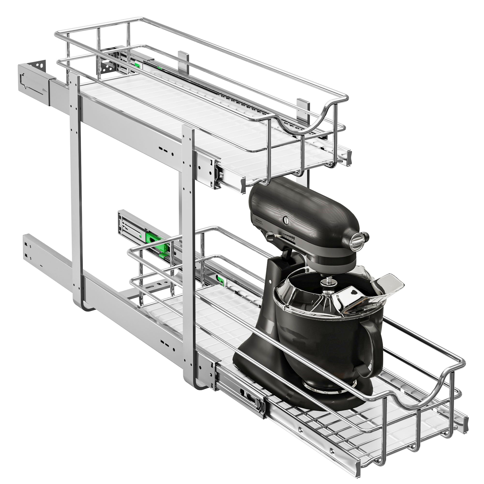 WelFurGeer 2-Tier Kitchen Cabinet Pullout Shelf and Drawer Organizer, Soft Close Pantry Pull Out Shelves, Heavy Duty Pull Out Cabinet Organizer with Shelf Liner for Kitchen Cabinets, Pantry Storage