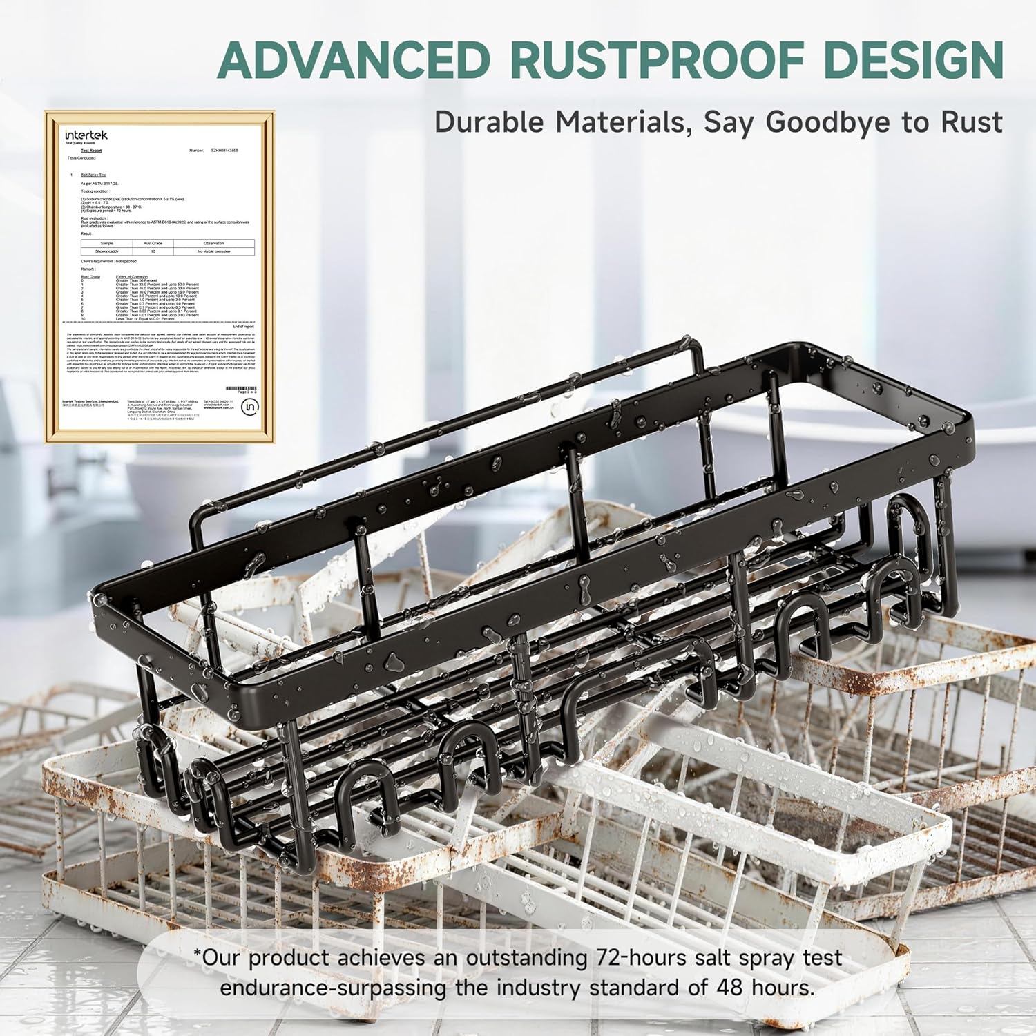 Veken Shower Caddy - Rustproof & Waterproof Adhesive Corner Shelves | 5-Pack Large Bathroom Organizer - Black