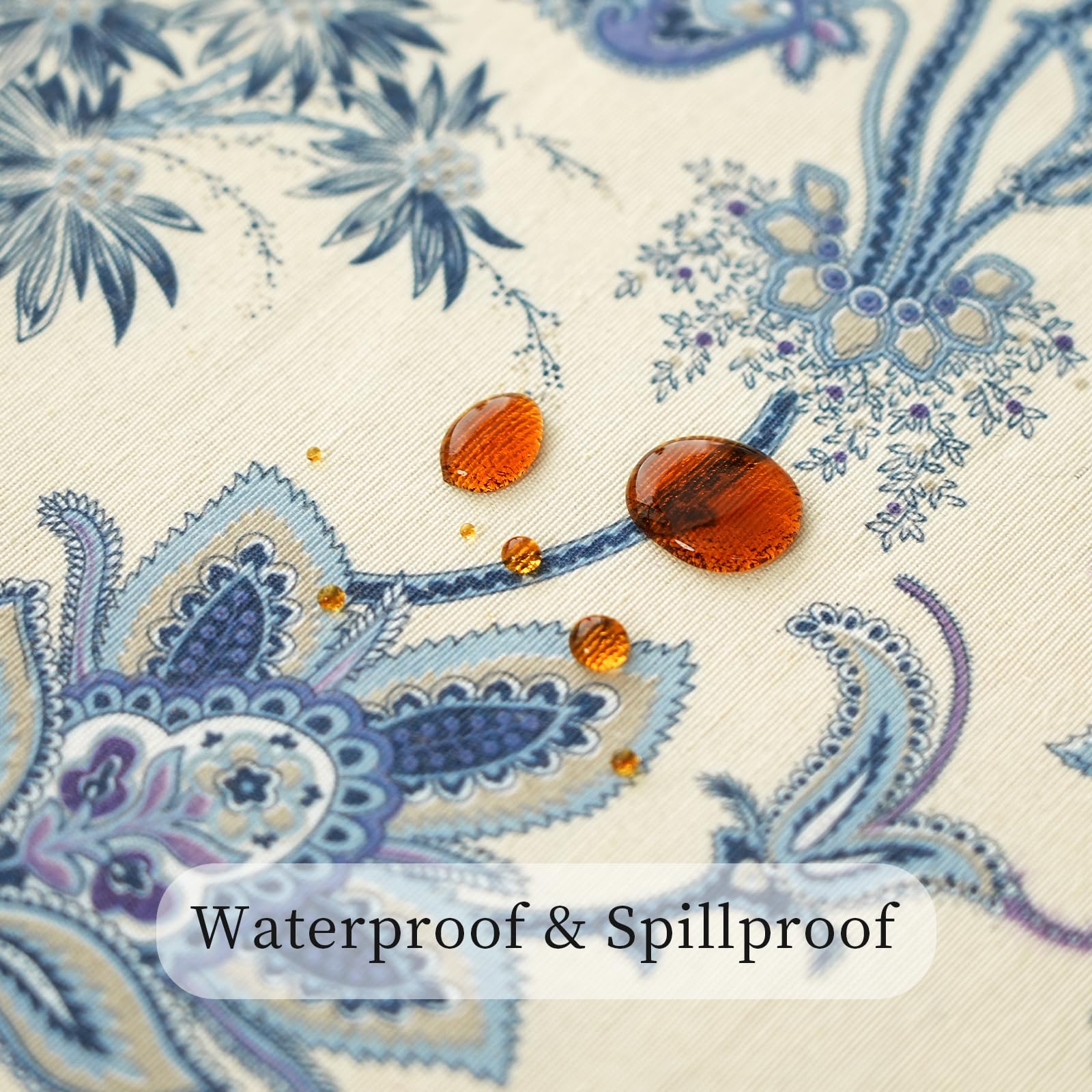 ZIWUROAD Table Cloth for Rectangle Tables 60'' x 120'', Washable Waterproof Tablecloth, Print Floral Table Cover for Outdoor, Dining, Picnic, Farmhouse, Wedding - Blue Flower