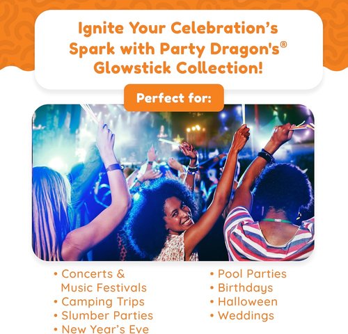 Glow Fever 209-Piece Glow Sticks Bulk Party Pack | 100 8" Glow Sticks & 109 Accessories for Festivals & Halloween