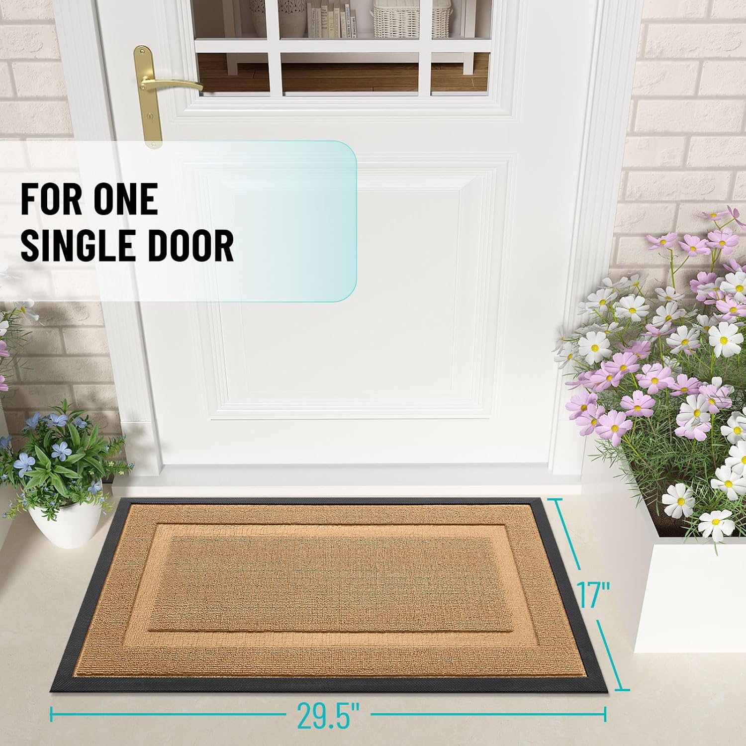OLANLY Waterproof Front Door Mat - All-Season Indoor/Outdoor Doormat | Sturdy Natural Rubber, 47x32, Butter Yellow