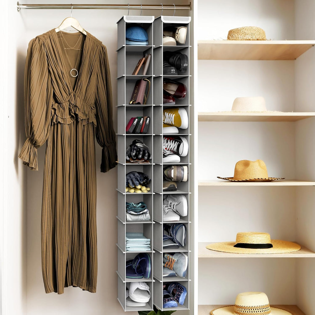 Simple Houseware 10-Shelf Hanging Shoe Organizer - Space-Saving Closet Storage, Grey