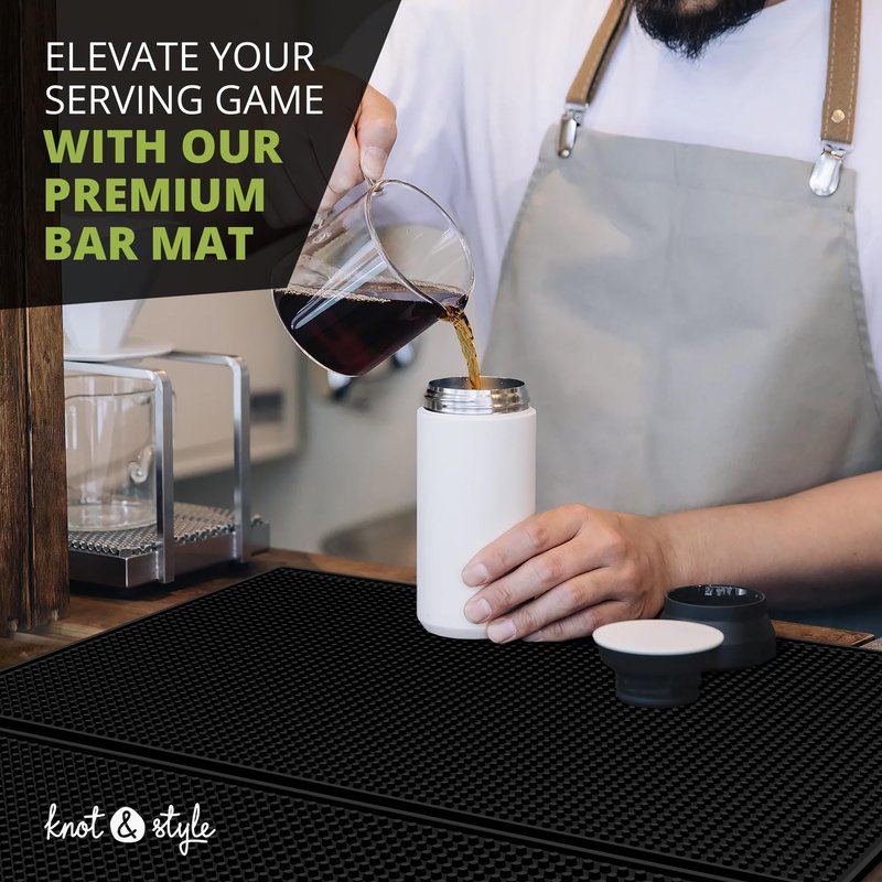 Bar Mats for Countertop Heavy Duty 2 Pack – 18"x12" Non-Slip Rubber Bartender & Spill Mat for Home Bar, Bartending & Coffee Stations