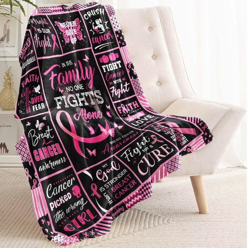 Paihvcn Breast Cancer Gifts for Woman, Breast Cancer Awareness, Breast Cancer Survivor Gifts, Breast Cancer Care Gifts for Women/Friend/Patient After Surgery Throw Blanket 60x50 Inch