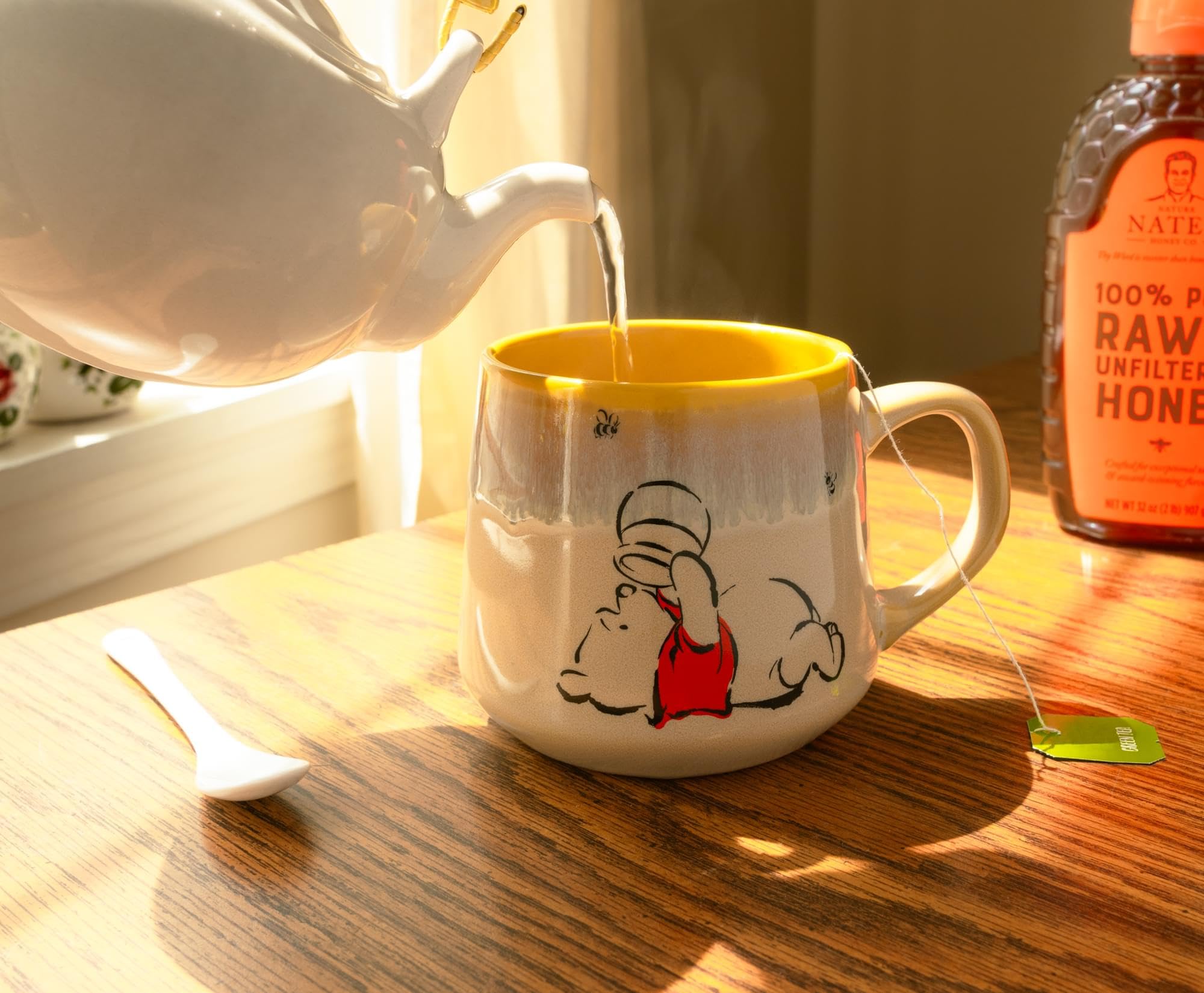 Silver Buffalo Winnie the Pooh Sweet Like Hunny Reactive Glaze Tapered Pottery Mug, 14 Ounces