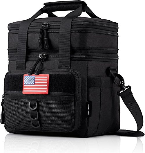 JOYHILL Tactical Lunch Box - Insulated, Leakproof Double-Deck Cooler Bag | Durable Black Design, 18L Capacity
