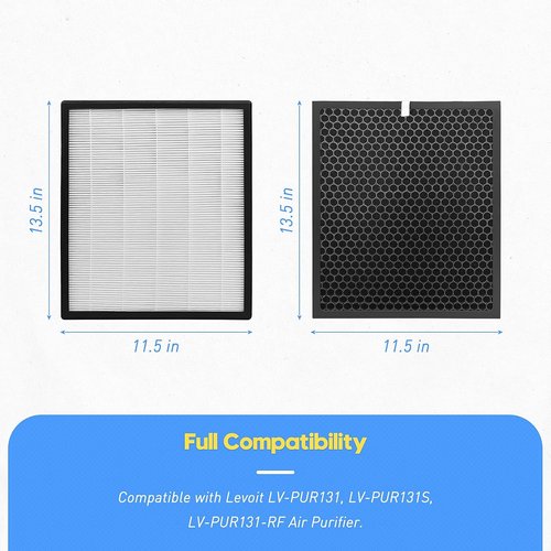 LEVOIT LV-PUR131 Replacement Filters - True HEPA & Activated Carbon, 2-Pack for Optimal Air Purification
