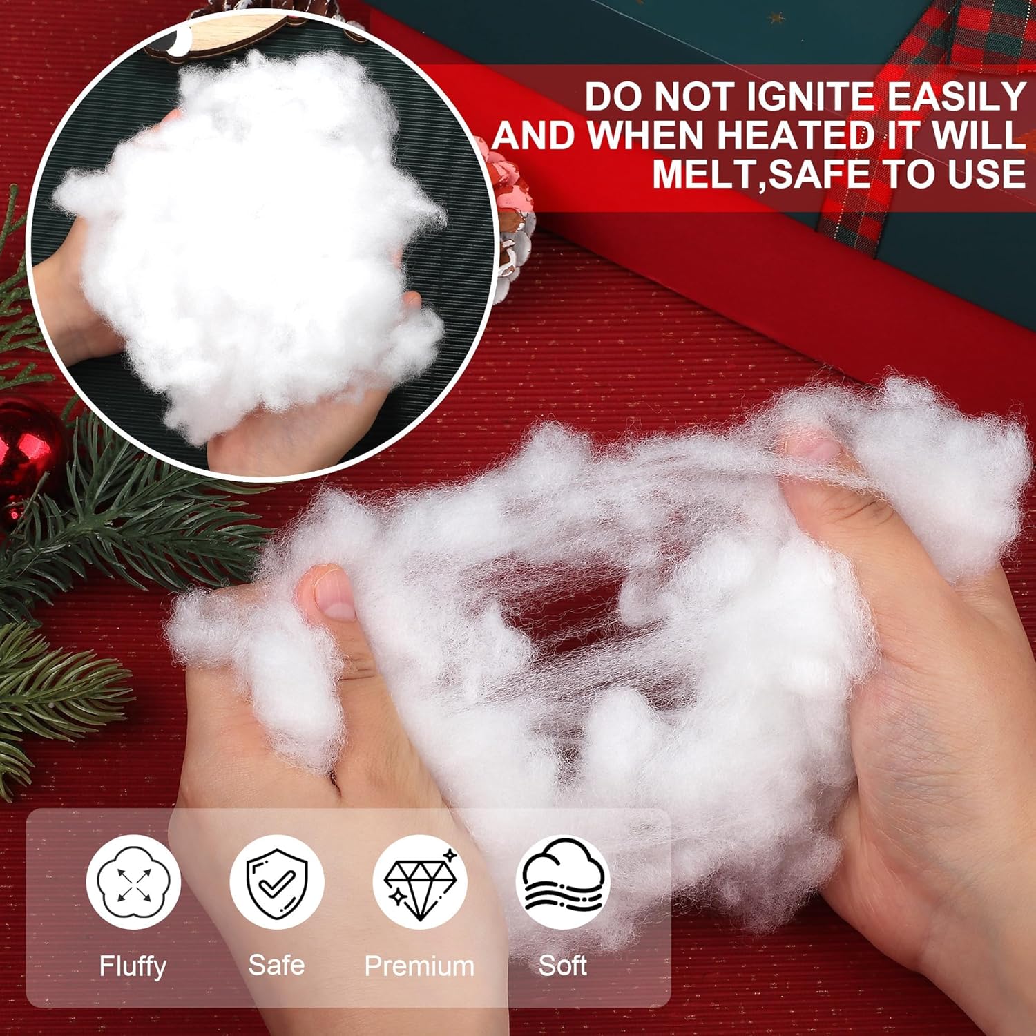 Aodaer Artificial Snow Decor - 2500g Fluffy Soft Cotton Snow for Christmas Tree & Holiday Displays