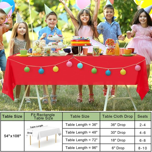 misaya 6 Packs Disposable Plastic Table Cloth, 54 x 108 Inch Waterproof Rectangle Tablecloth, Leakproof & Sturdy Decorative Table Covers for Valentine's Day, Picnic, Party and Outdoor, Red