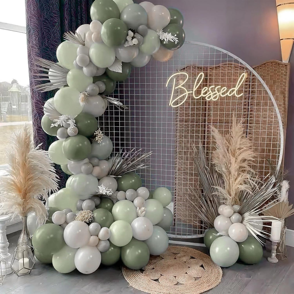PartyWoo Sage Green Balloon Arch Kit - 152 Pcs in Various Sizes for Wedding & Birthday Decor | Dusty Boho Green