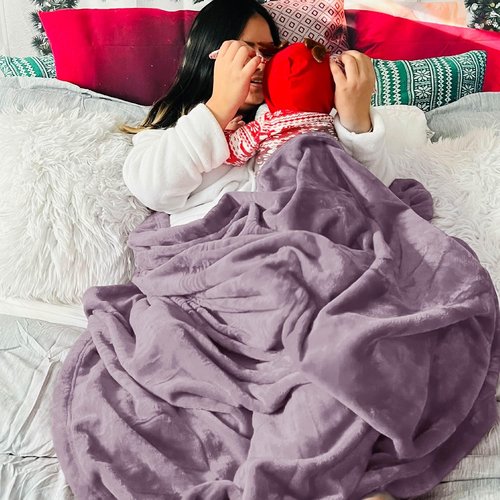 Bedsure GentleSoft Fleece Blanket - Lightweight Plush Cozy Twin Size Fog Purple 60x80 Inches