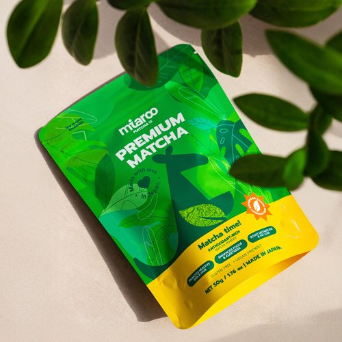 Miaroo Japanese Ceremonial Grade Matcha Green Tea Powder - Coffee Replacement for Energy, Calm Focus & No Jitters or Crash | Perfect for Lattes, Smoothies, Detox & baking, 50g Matcha (25 Servings, 70mg Caffeine)