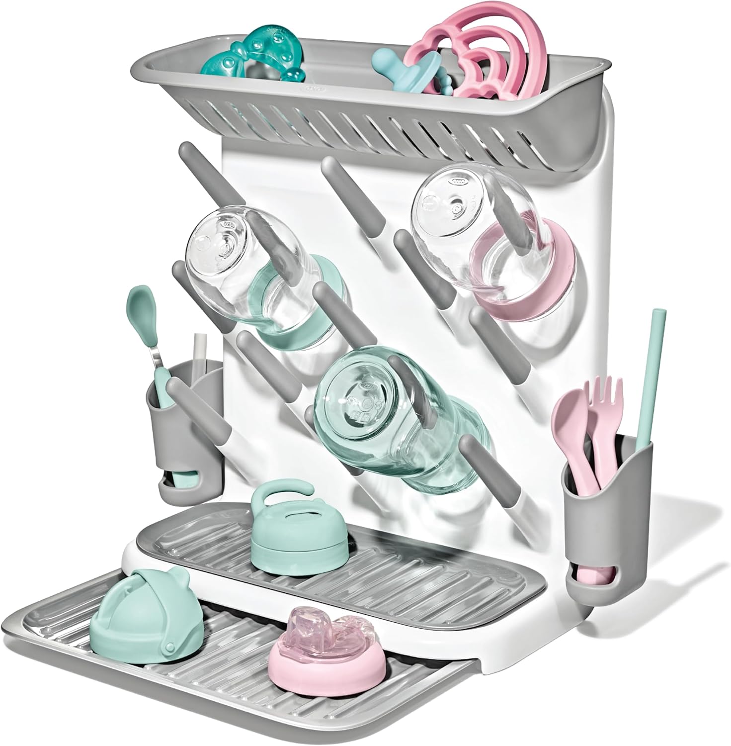 OXO Tot Expandable Drying Rack - Space-Saving Design for Newborn Baby Bottles | Essential Kitchen Organizer