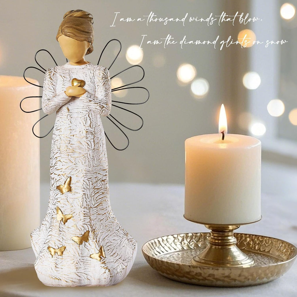 NAN ZAI NAN FANG Sympathy Angel Figurines - Hand-Painted Resin Statues for Loss of Loved Ones | Serenity Prayer Gifts