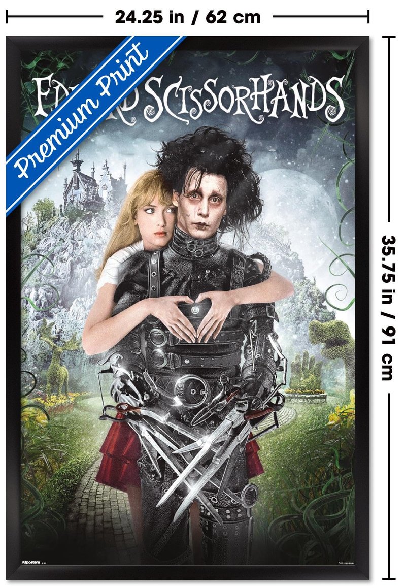 Edward Scissorhands - Heart One Sheet Wall Poster, 34L" x 22.4W", Black Framed Version