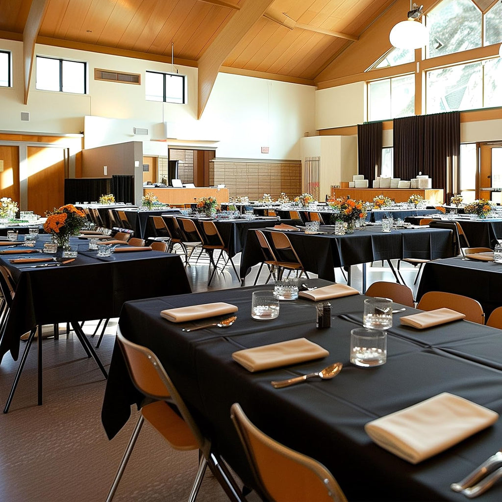 Niuara Black Plastic Table Cloth - 30 Pack 54" x 108" Waterproof Disposable Covers for 6FT Tables