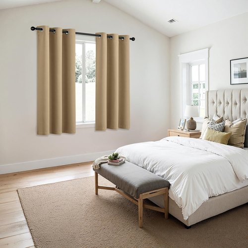 MIULEE Blackout Curtains - Taupe Brown Thermal Insulated Drapes | 45-Inch Grommet Panels for Noise Reduction