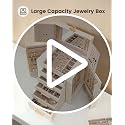 6-Layer Large Jewelry Box Organizer with 5 Drawers, Mirror and Lock, Beige