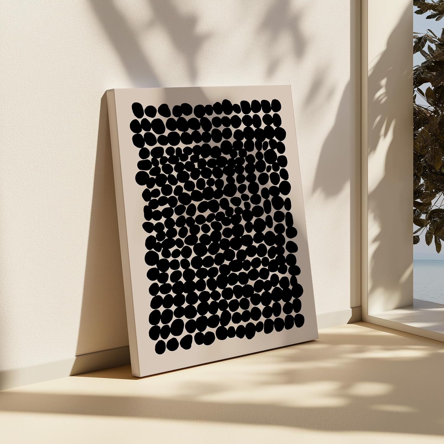 Poster Master Modern Abstract Canvas - Black Pebbles Print for Minimalist Living Room Decor | Available in 8x10 to 30x40