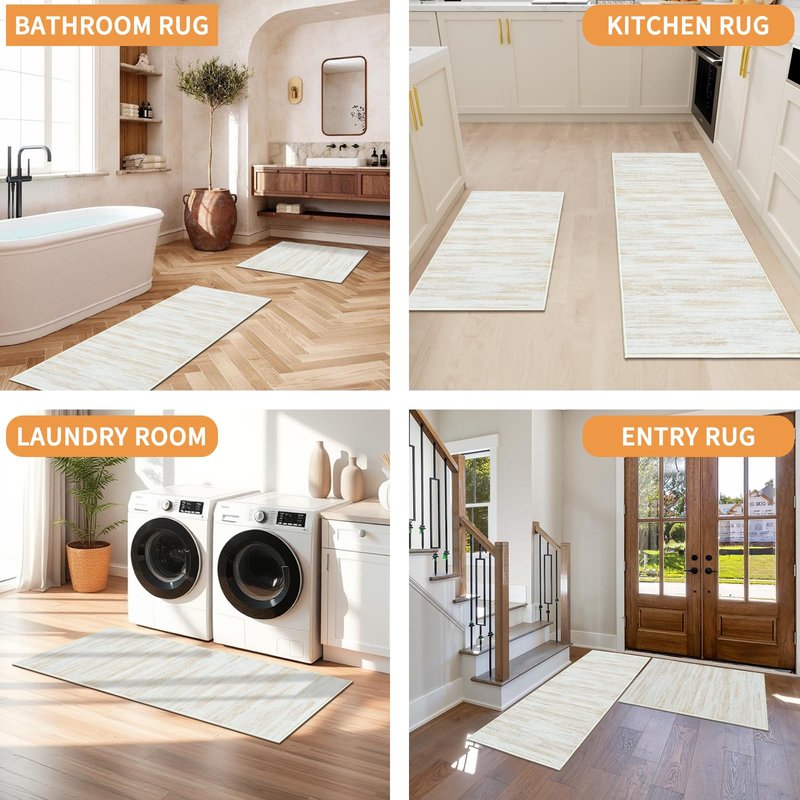 Kitchen Mats for Floor 2PCS, Washable Non Slip Kitchen Rugs Sets,Comfort Standing Rug,Neutral Abstract Absorbent Mat Runner for Kitchen, Floor, Home, Office, Sink, Laundry Living Room Bedroom