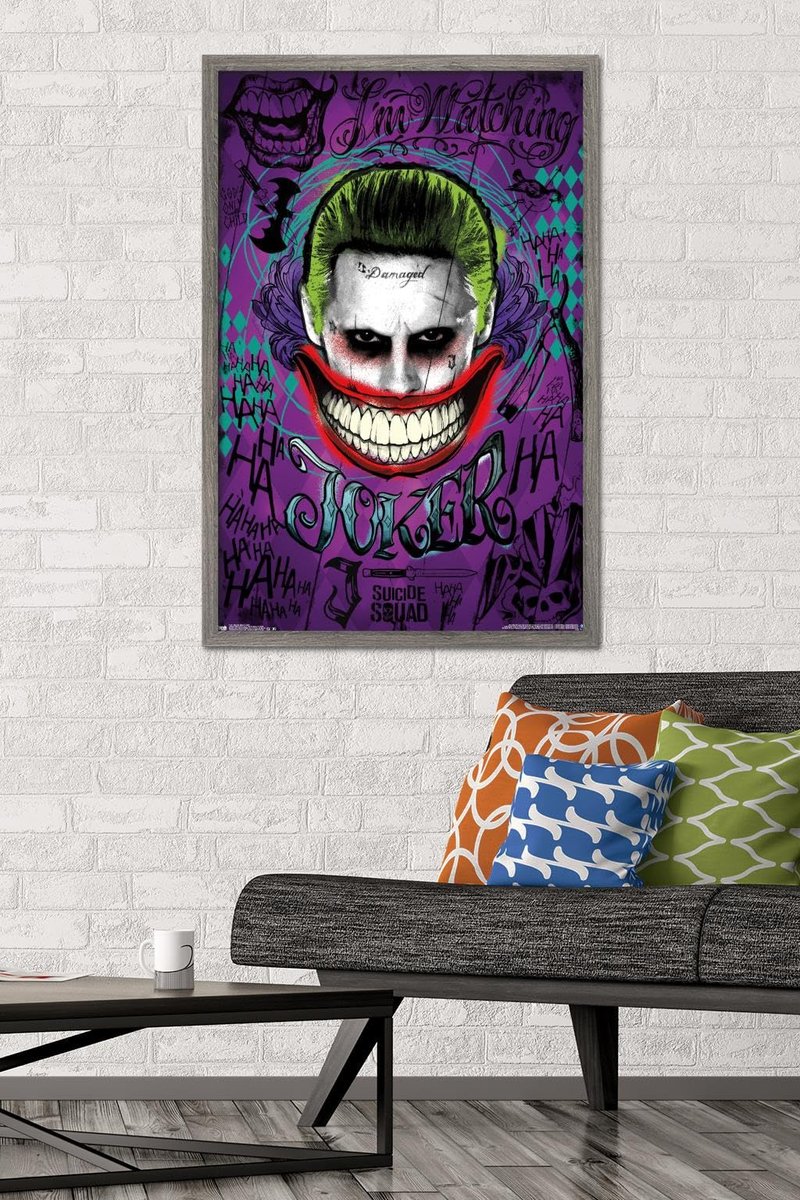 Trends International DC Comics Movie - Suicide Squad - Joker Wall Poster, 22.375" x 34", Barnwood Framed Version