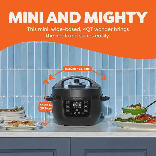 Instant Pot 4QT RIO Mini 7-in-1 Multi-Cooker - Pressure Cooker, Slow Cook, Sauté, Black, 4 Quarts