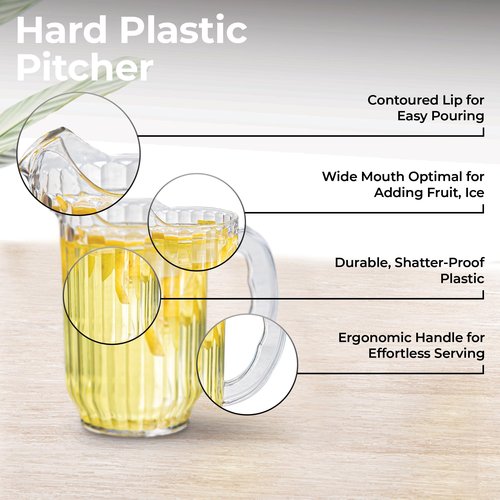 Restaurantware-RW Base 32 Ounce Mini Beer Pitcher, 1 Durable Restaurant Pitcher - Hard Plastic, Serve Soda, Lemonade, Juice, Or Sangria, Clear Plastic Water Glass, For Bars, Parties, Or Homes,