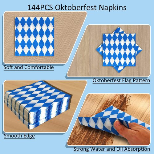 Oktoberfest Party Supplies, 288PCS Disposable Plates and Napkins, Serves 72 Guests, 9 inch & 7 inch Plates, 6.5 inch Napkins Oktoberfest Decorations