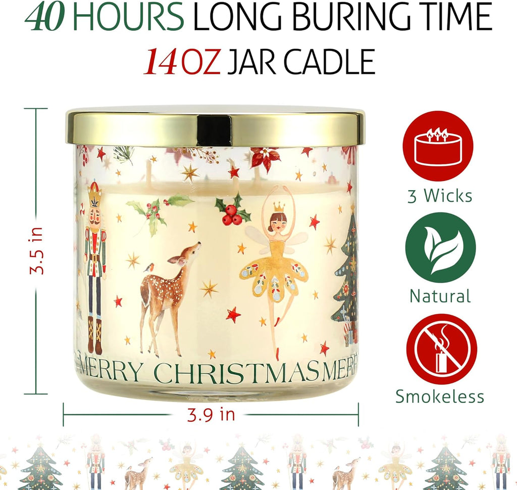 Regine Switzerland Pine Scented Christmas Candle - Nutcracker Ballet Girl Design | 14oz Winter Gift