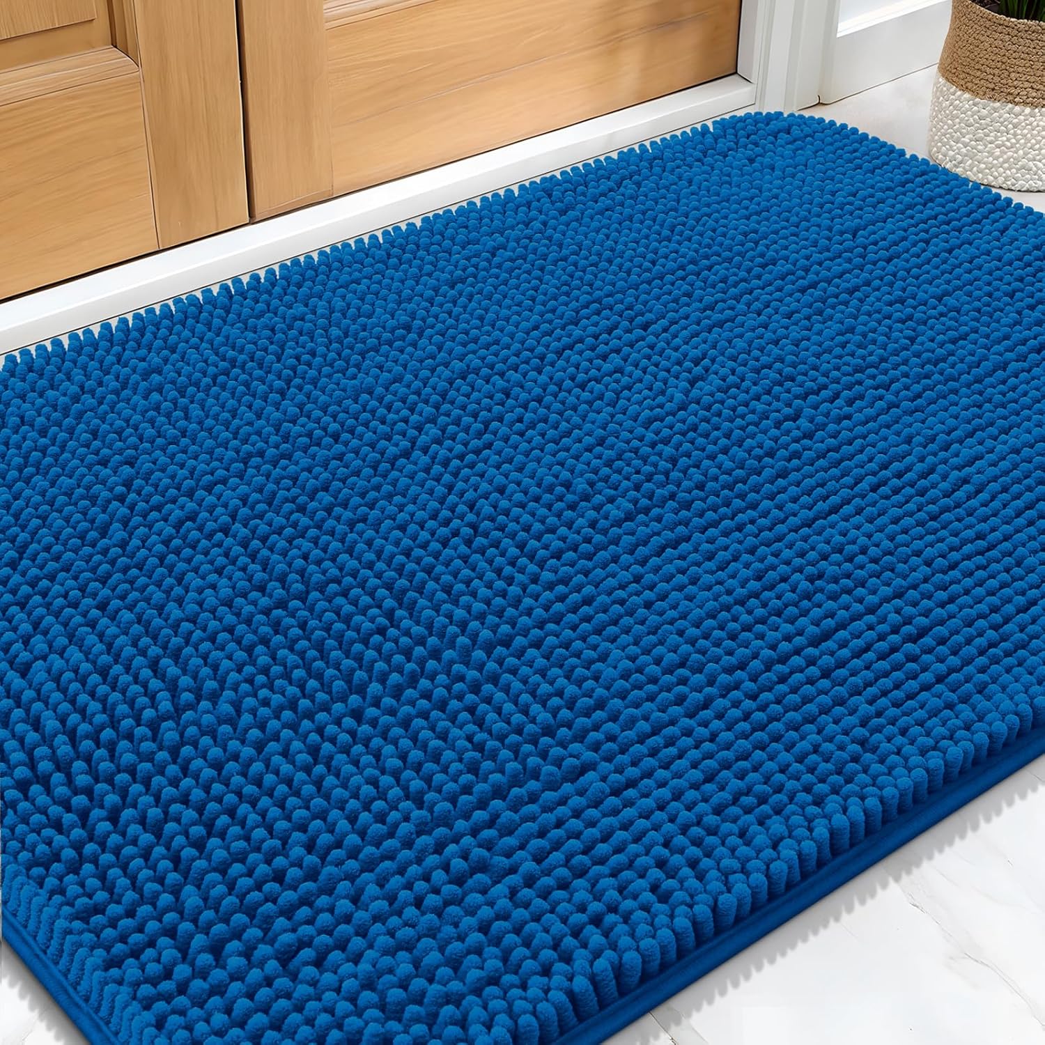 OLANLY Dog Door Mat - Absorbent Non-Slip Mud Mat for Indoor Use | 30x20 Deep Navy Blue