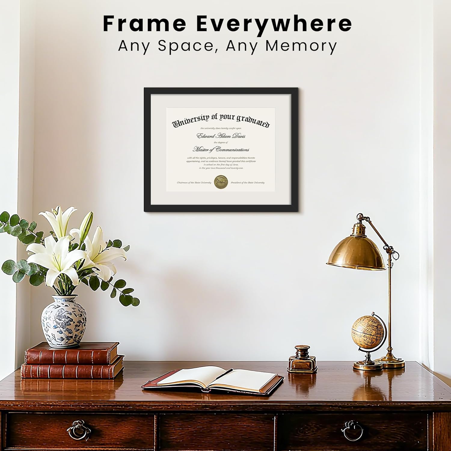 Upsimples 11x14 Diploma Frame - Clear Plexiglass Display for 8.5x11 Certificates or 11x14 Photos, Black
