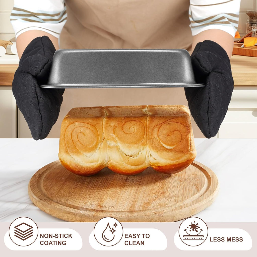 Skiennix 12PCS Nonstick Baking Pans Set - Stackable Carbon Steel Bakeware with Wider Grip & Oven Mitts