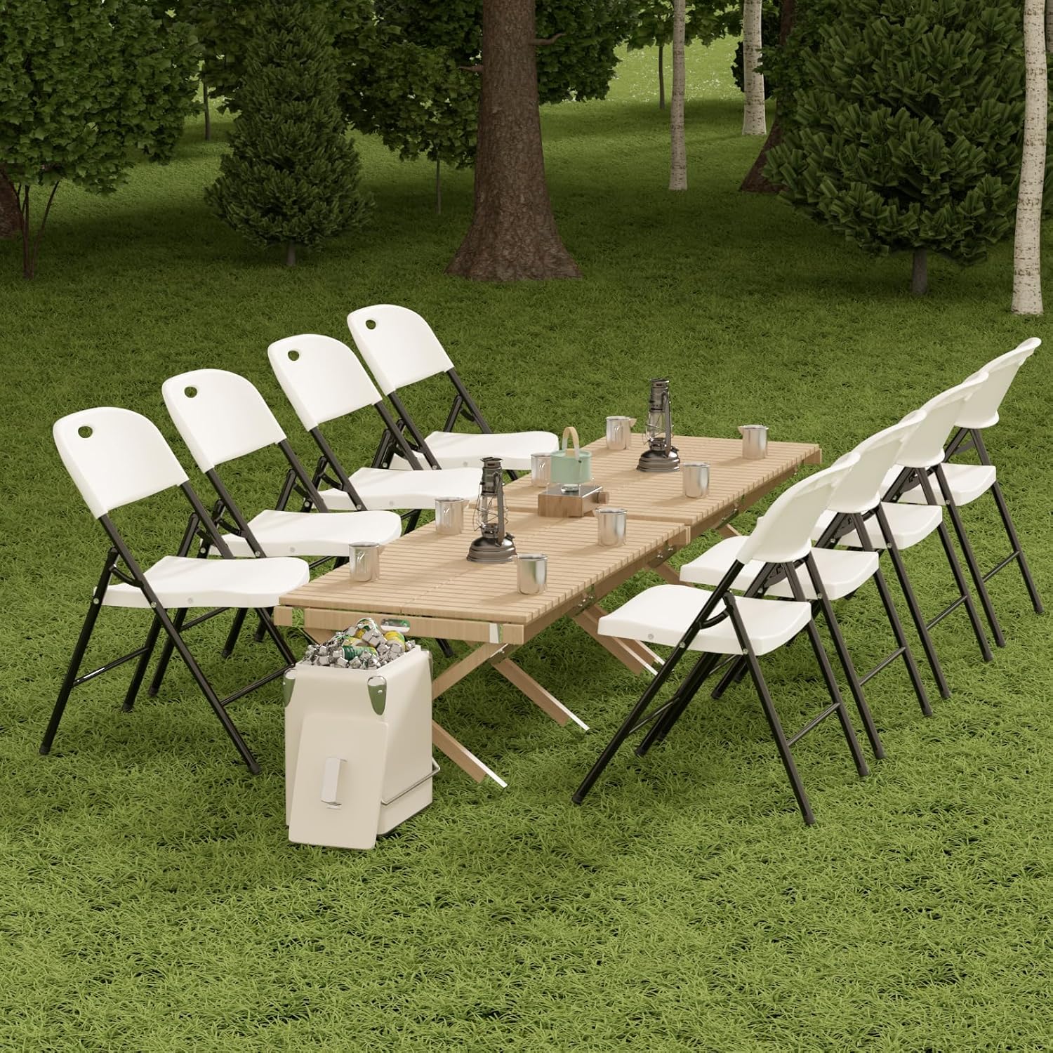 Nazhura Heavy Duty Folding Chair - 350 Weight Limit, Reinforced Steel Frame | White for Indoor & Outdoor Use