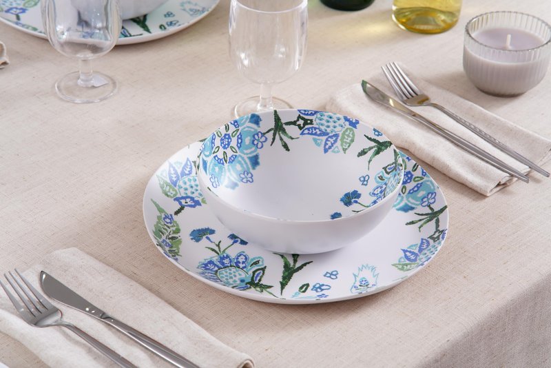 Abode Homewares Hana Ikat Melamine Dinner Plate - Blue - 10.5" - Set of 6