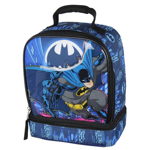 Bioworld DC Comics The Batman Kids Lunch Box Insulated Dual Compartment Superhero Lunch Bag 10"