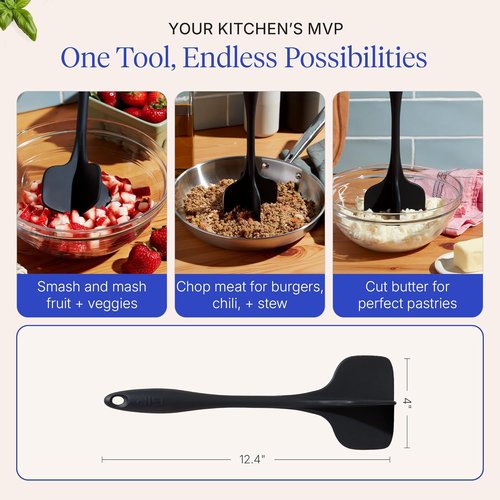 GIR Premium Silicone Quad Meat Chopper - 4 Blade Design for Ground Beef & Potatoes | 12 IN, Black