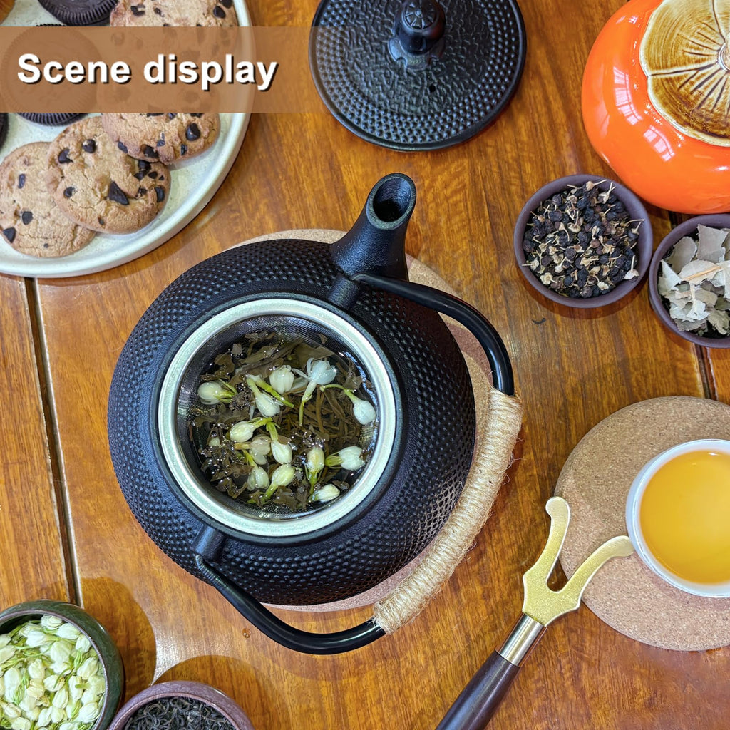 Japanese Cast Iron Teapot,Tea Kettle with Stainless Steel Infuser,For Wood/Campfire/Gas Stove Top (30 oz / 900 ml,Black)