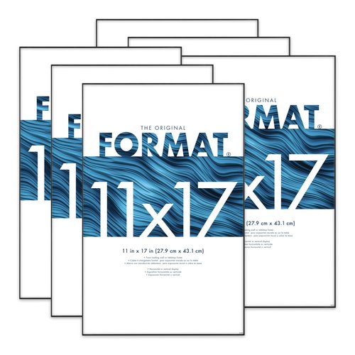 MCS Format 11x17 Picture Frame Black, Vertical & Horizontal Wall Hanging Large Picture Frame for Photos & Art Prints (6-Pack)
