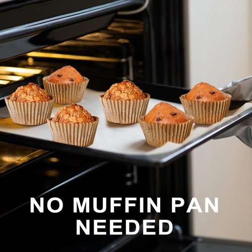 LotFancy 200pcs Heavy-Duty Natural Cupcake Liners - Grease-Resistant Muffin Cups for Easy Baking