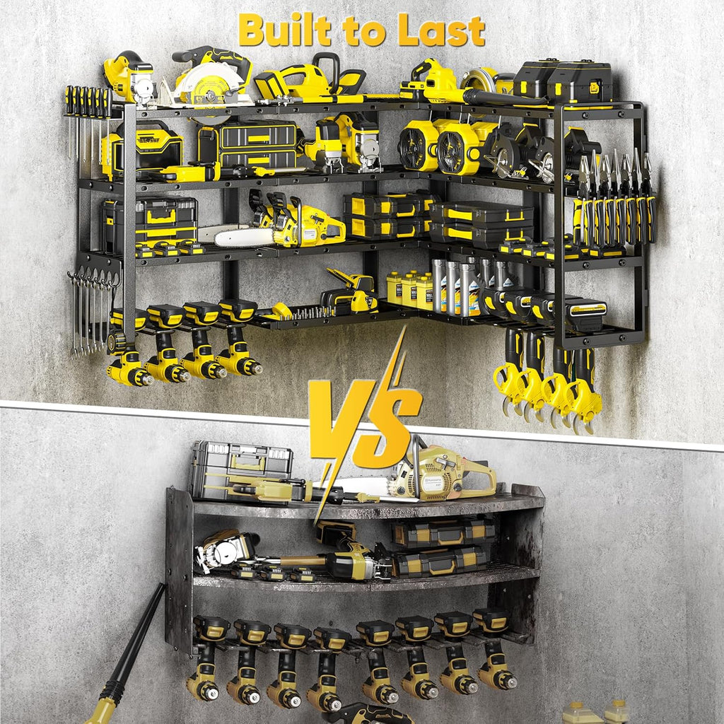 POKIPO Heavy-Duty Power Tool Organizer - Extra Large 64" Wall Mount Rack with 8 Drill Holders | 1000 lbs Capacity
