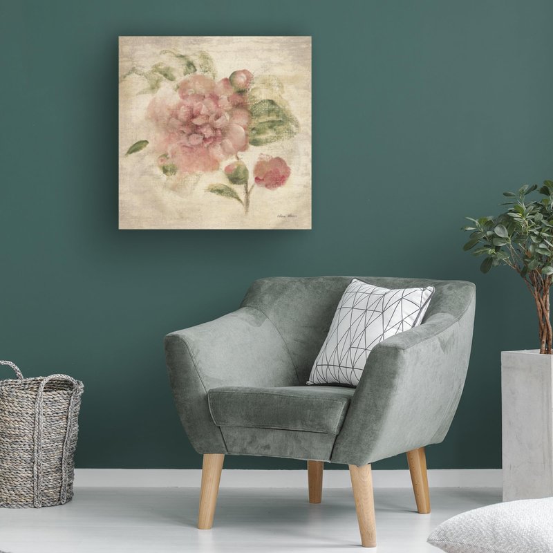 Trademark Fine Art Canvas Wall Art - Cheri Blum 'Dusty Pink Rose on Antique Linen Light' Wall Art for Living Room, Bedroom, or Office Décor