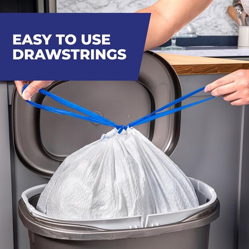 Hefty Ultra Strong 13 Gallon Trash Bags - Drawstring Closure & Odor Control | 110 Count, White