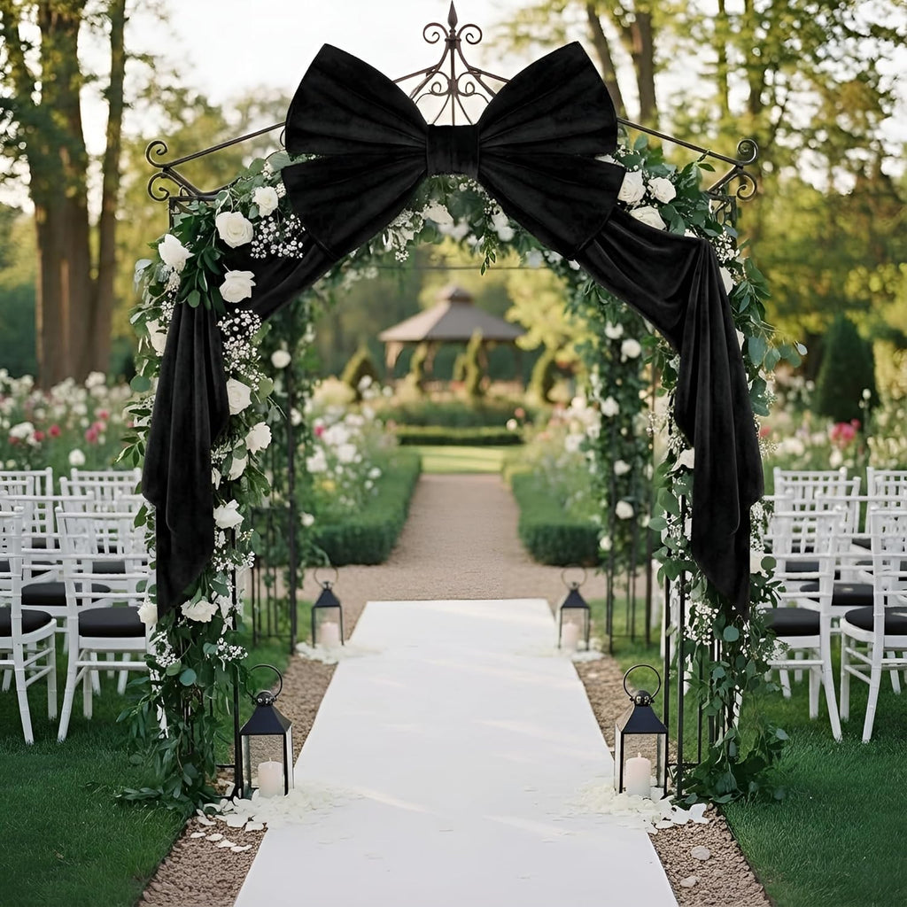 Suncalla Large Black Bows - 40 x 80 Inch Velvet Giant Bow for Wedding Decorations | Extra Long Streamers