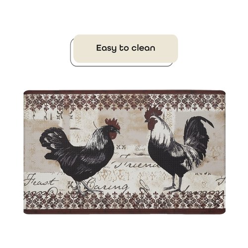 Anti-Fatigue Floor Comfort Mat - 18 x 30 Inch (Rooster) - Waterproof Non-Slip Rug - Easy to Clean Cushioned Mat for Kitchen, Bathroom, Standing Desk & Office - Achim Home Decor (Pack of 2)