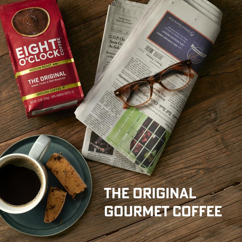 Eight O'Clock Coffee The Original Decaf Ground Coffee, Medium Roast, 12 Ounce (Pack of 6) - Sweet, Fruity, Well Balanced