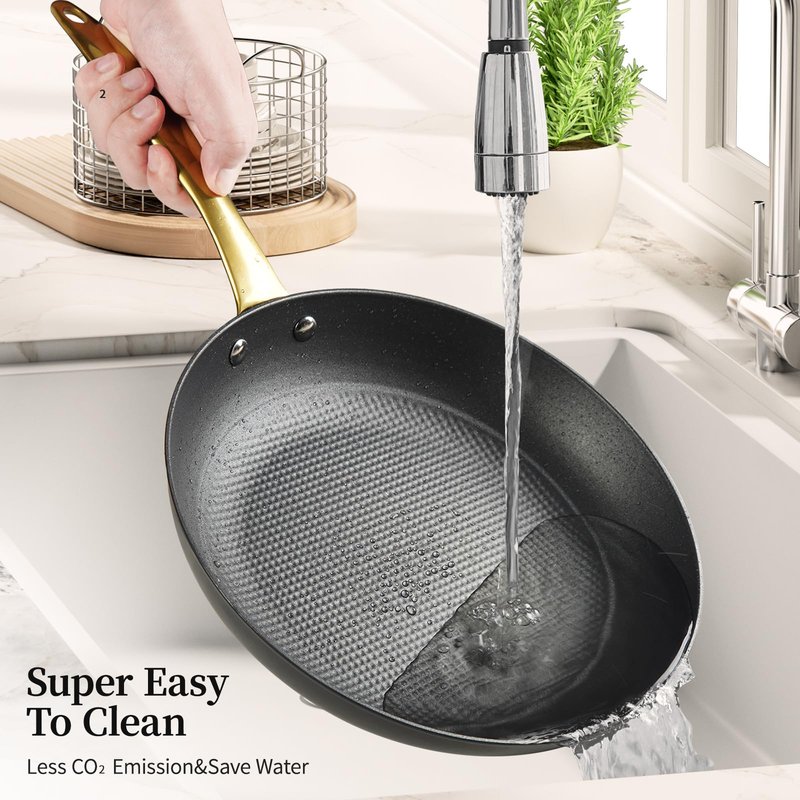 Cast Iron Skillet Set, Nonstick Frying Pan Set, Cast Iron Induction Non Stick Frying Pan, 8Inch&9.5Inch&11Inch Skillet Omelette Egg Frying Pan Set, kitchen Cooking Pan Set W/Stay Cool Handle