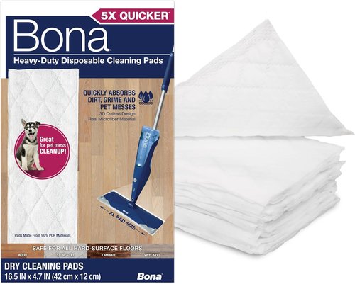 Bona Multi-Surface Floor Cleaning Pads - Heavy-Duty Microfiber Refills | 18 Disposable Pads for Effortless Cleaning