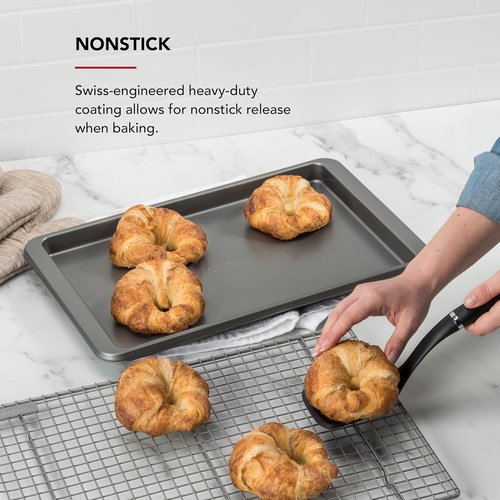 KitchenAid Premium Baking Sheet - Nonstick Aluminized Steel | 10x15 Inch, Contour Silver (Pack of 6)