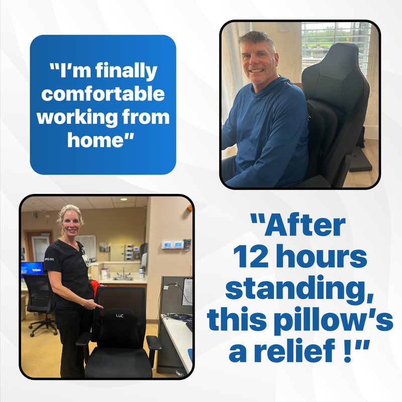 LÜC Lumbar Support Pillow for Office Chair & Car – Ergonomic Memory Foam Back Cushion for Lower Back Pain Relief – Adjustable Strap, Breathable Cover – Improves Posture & All-Day Comfort